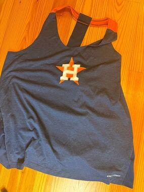 Houston Astros Navy & Orange Women's Racerback Tank Top